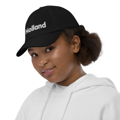 'Holland' Youth Baseball Cap | White/Navy Embrodiery