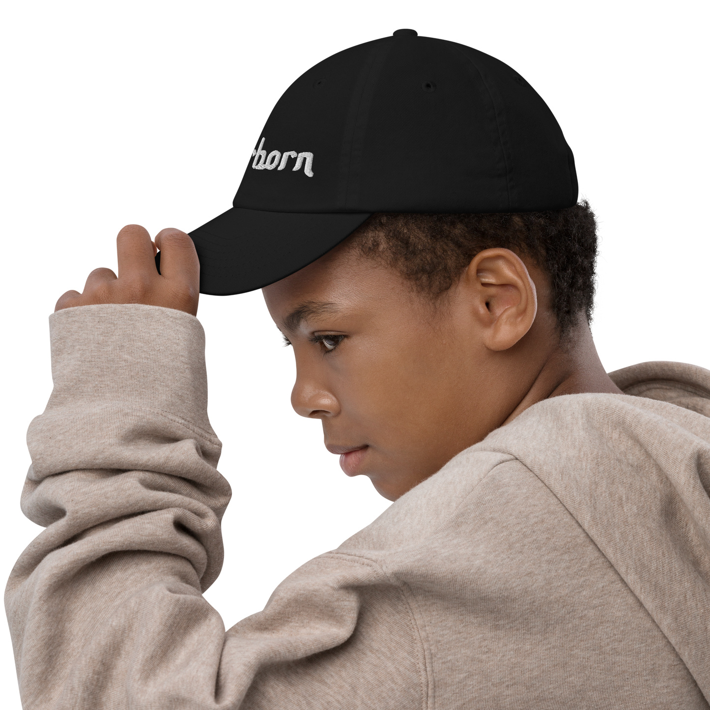 'Dearborn' Youth Baseball Cap | White/Black Embroidery