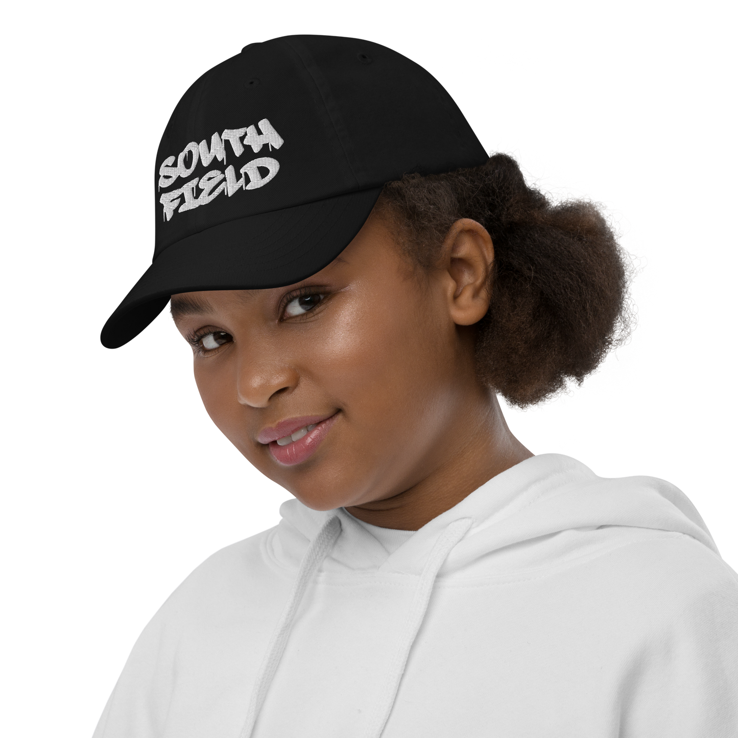 'Southfield' Youth Baseball Cap | White/Black Embroidery