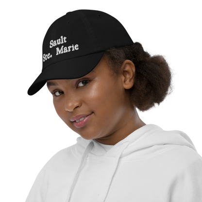 'Sault Ste. Marie' Youth Baseball Cap | White/Navy Embroidery