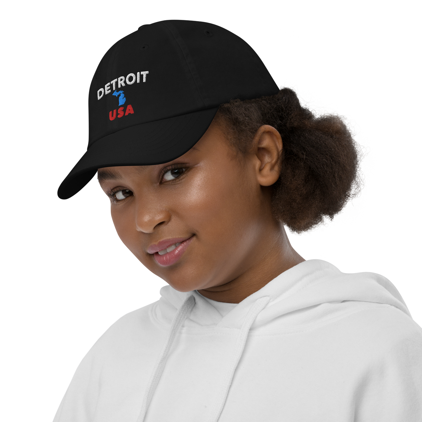 'Detroit USA' Youth Baseball Cap (w/ Michigan Outline)