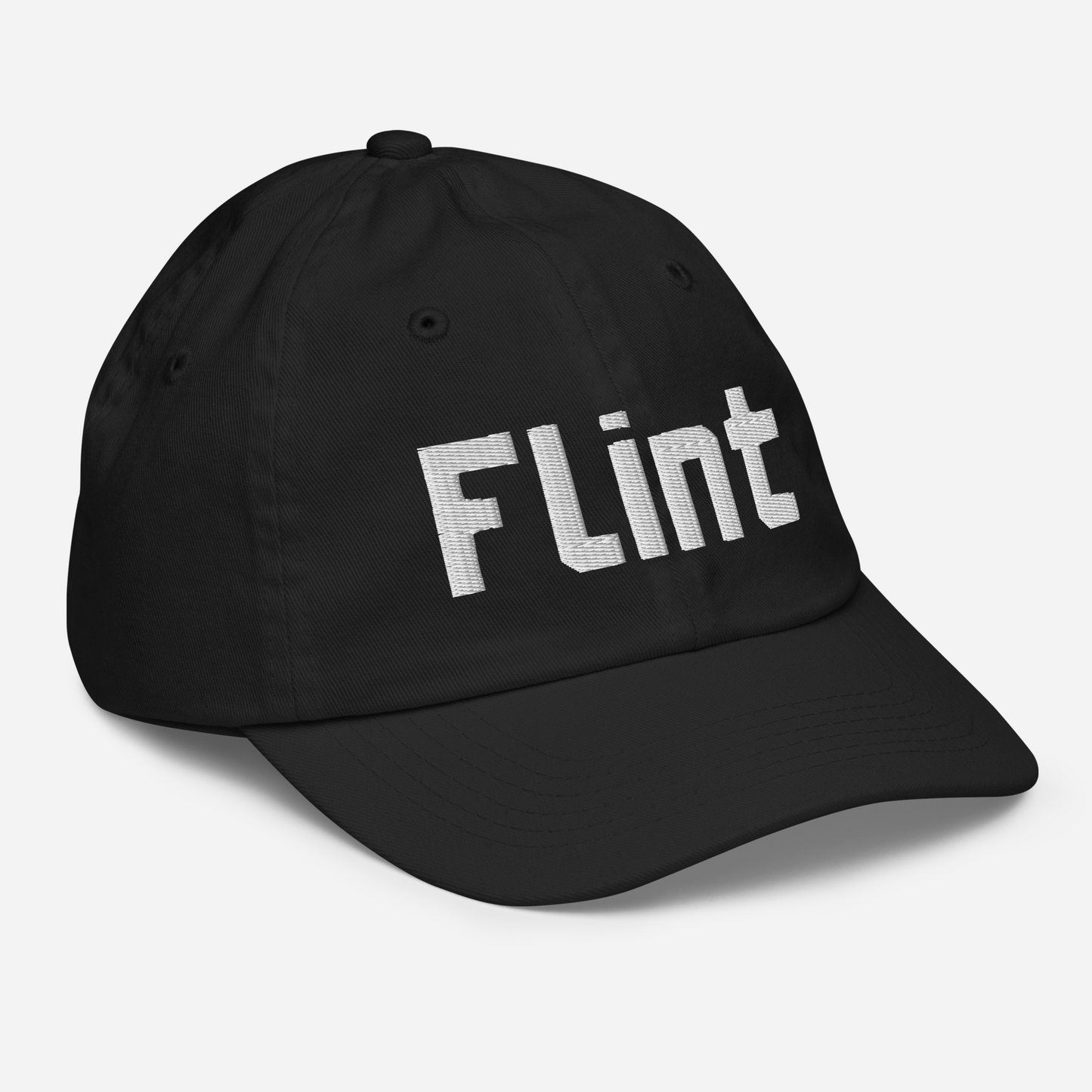 'Flint' Youth Baseball Cap | White/Black Embroidery