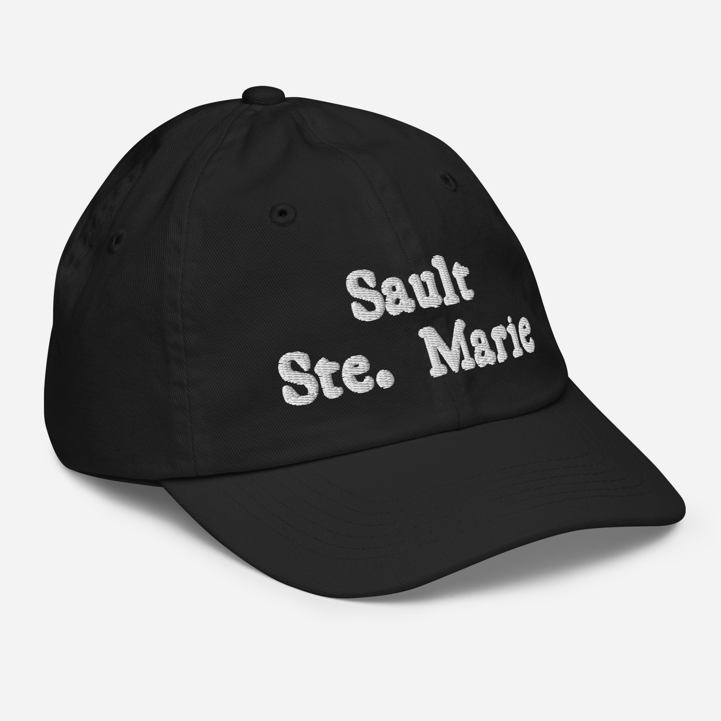 'Sault Ste. Marie' Youth Baseball Cap | White/Navy Embroidery