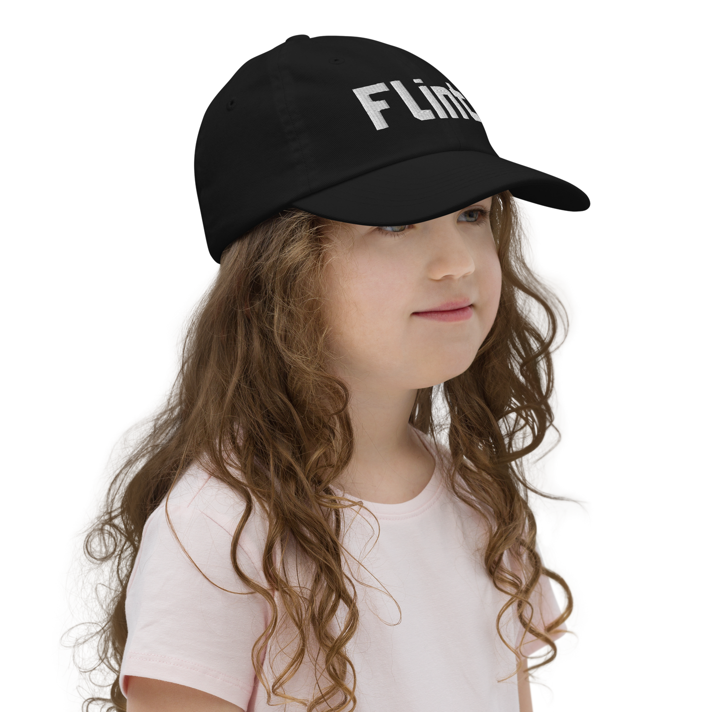 'Flint' Youth Baseball Cap | White/Black Embroidery