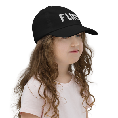 'Flint' Youth Baseball Cap | White/Black Embroidery