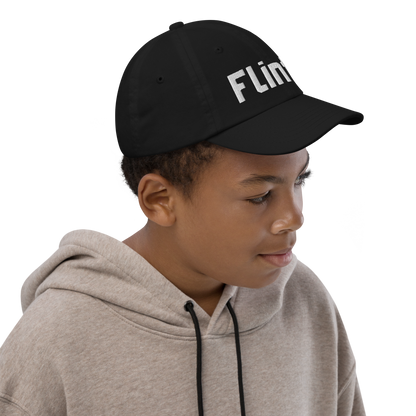 'Flint' Youth Baseball Cap | White/Black Embroidery