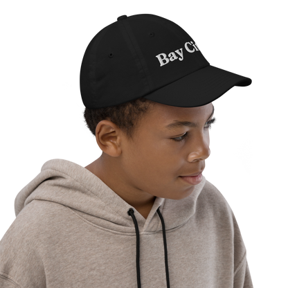 'Bay City' Youth Baseball Cap | White/Black Embroidery