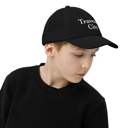 'Traverse City' Youth Baseball Cap | White/Navy Embroidery