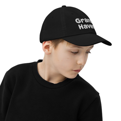 'Grand Haven' Youth Baseball Cap | White/Navy Embroidery