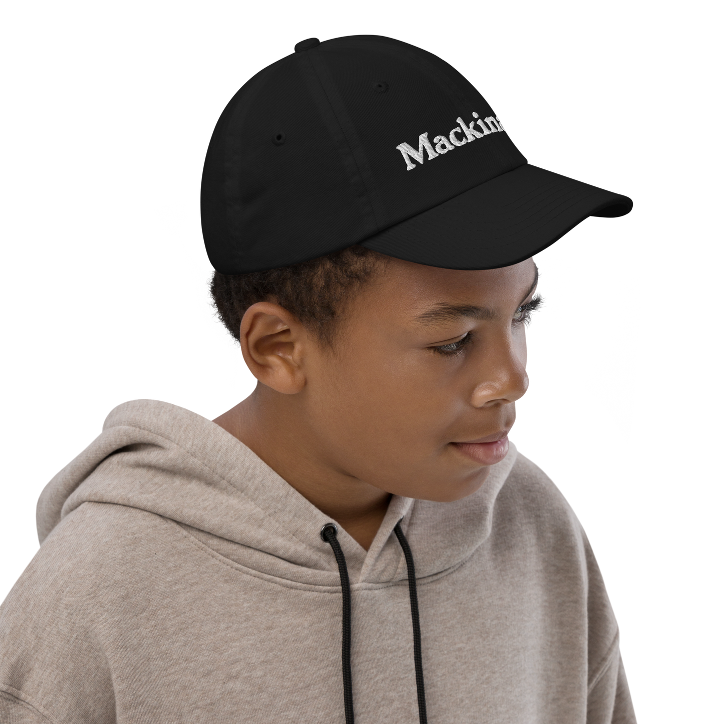 'Mackinac' Youth Baseball Cap | White/Navy Embroidery