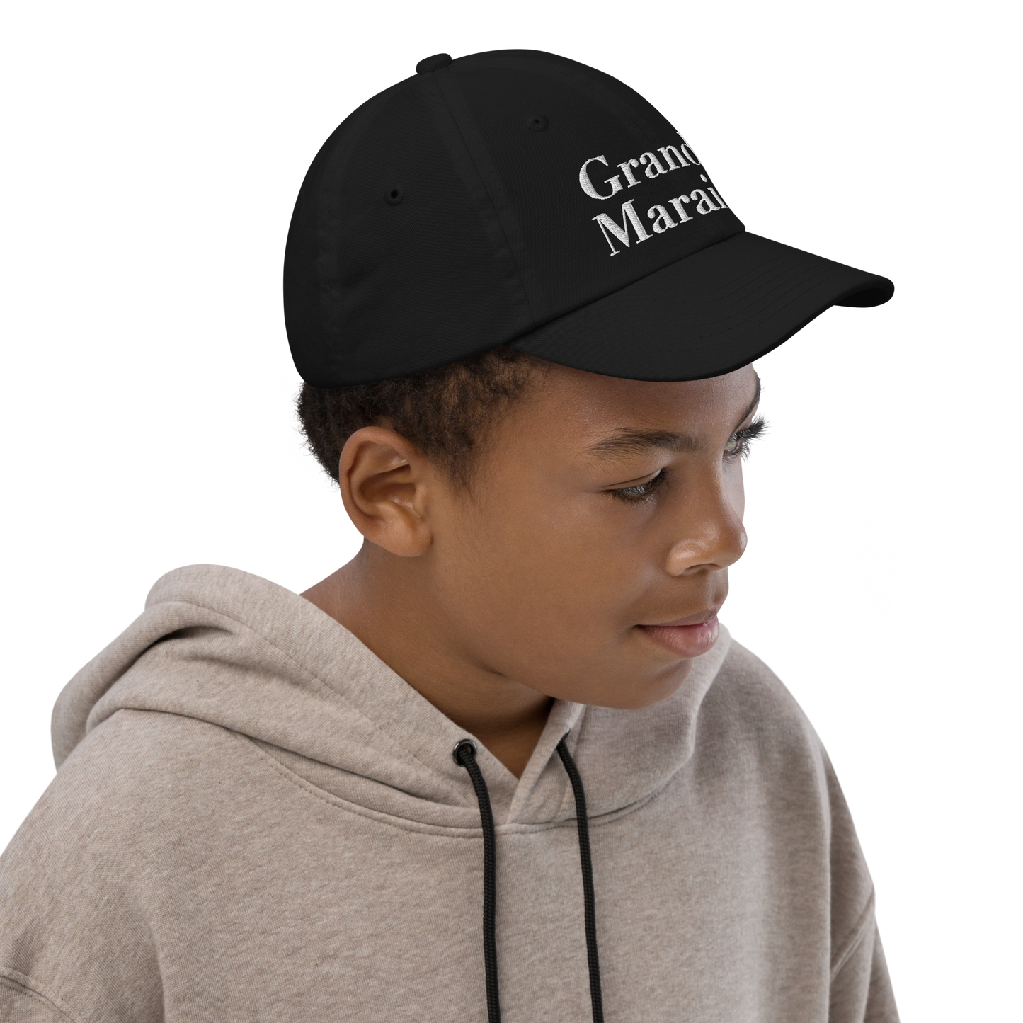 'Grand Marais' Youth Baseball Cap | White/Black Embroidery