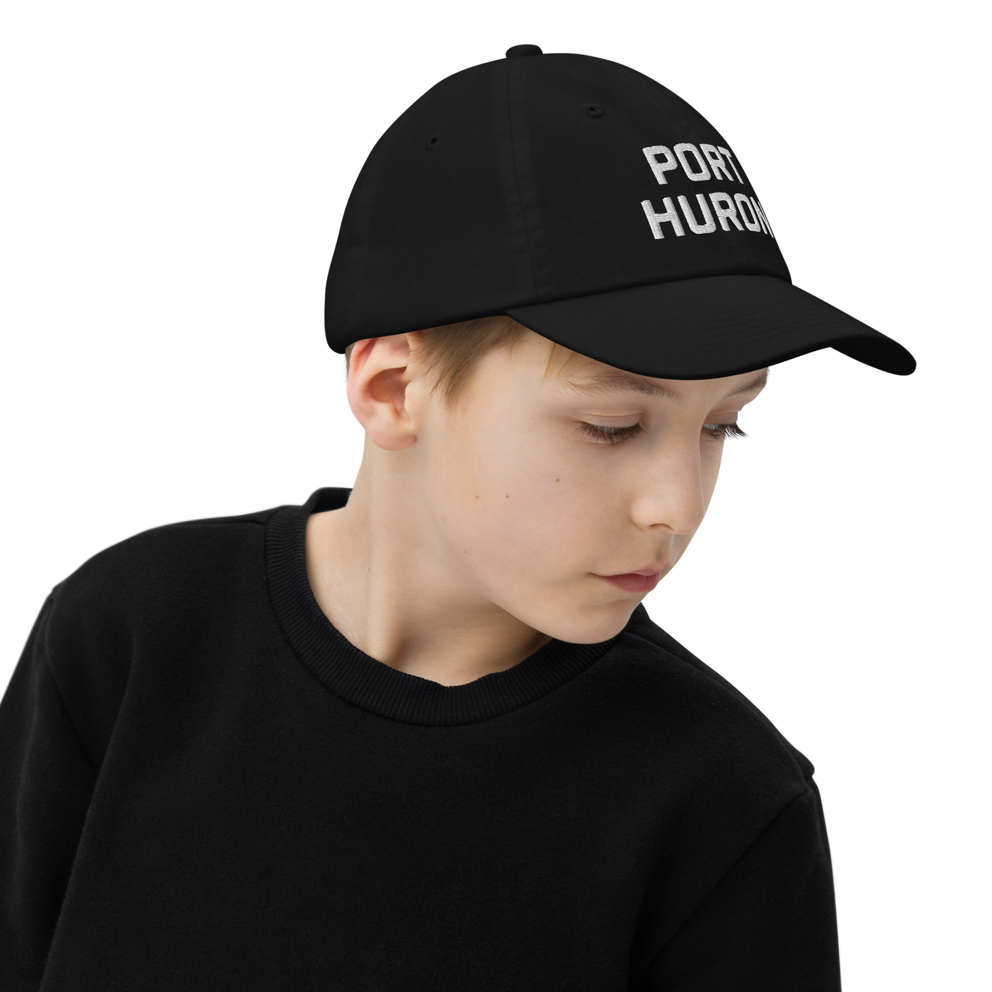 'Port Huron' Youth Baseball Cap | White/Navy Embrodiery