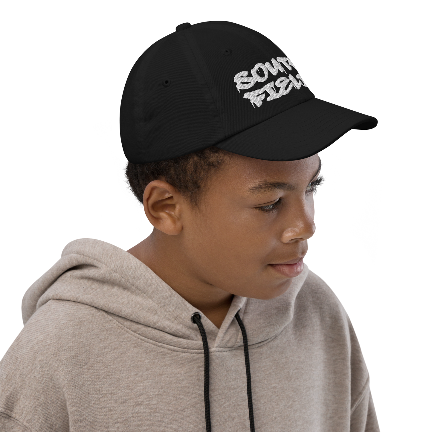 'Southfield' Youth Baseball Cap | White/Black Embroidery