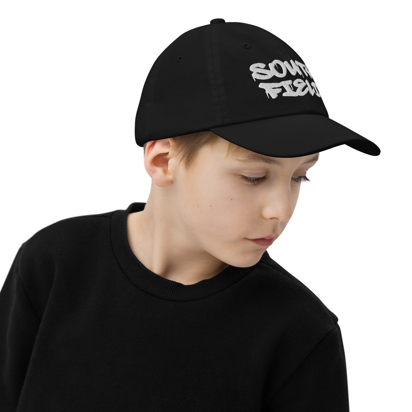 'Southfield' Youth Baseball Cap | White/Black Embroidery