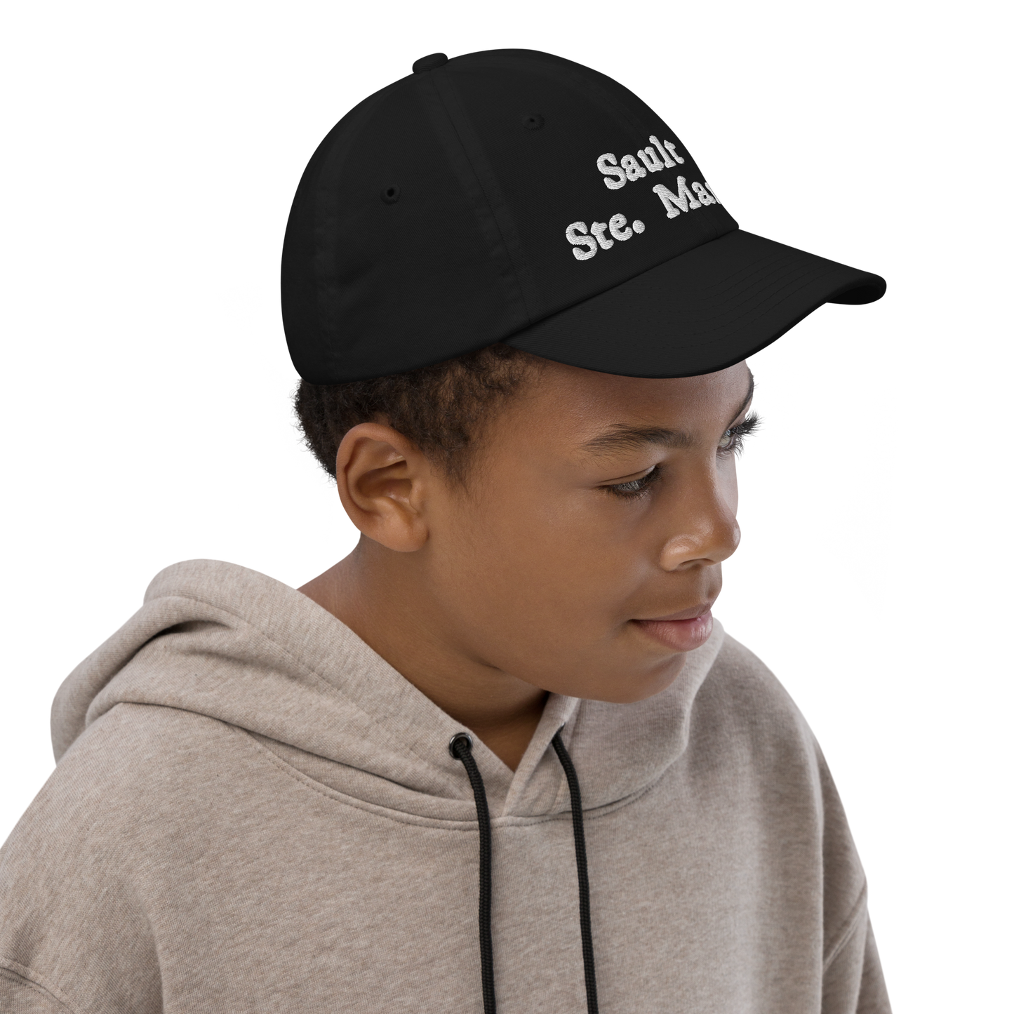 'Sault Ste. Marie' Youth Baseball Cap | White/Navy Embroidery