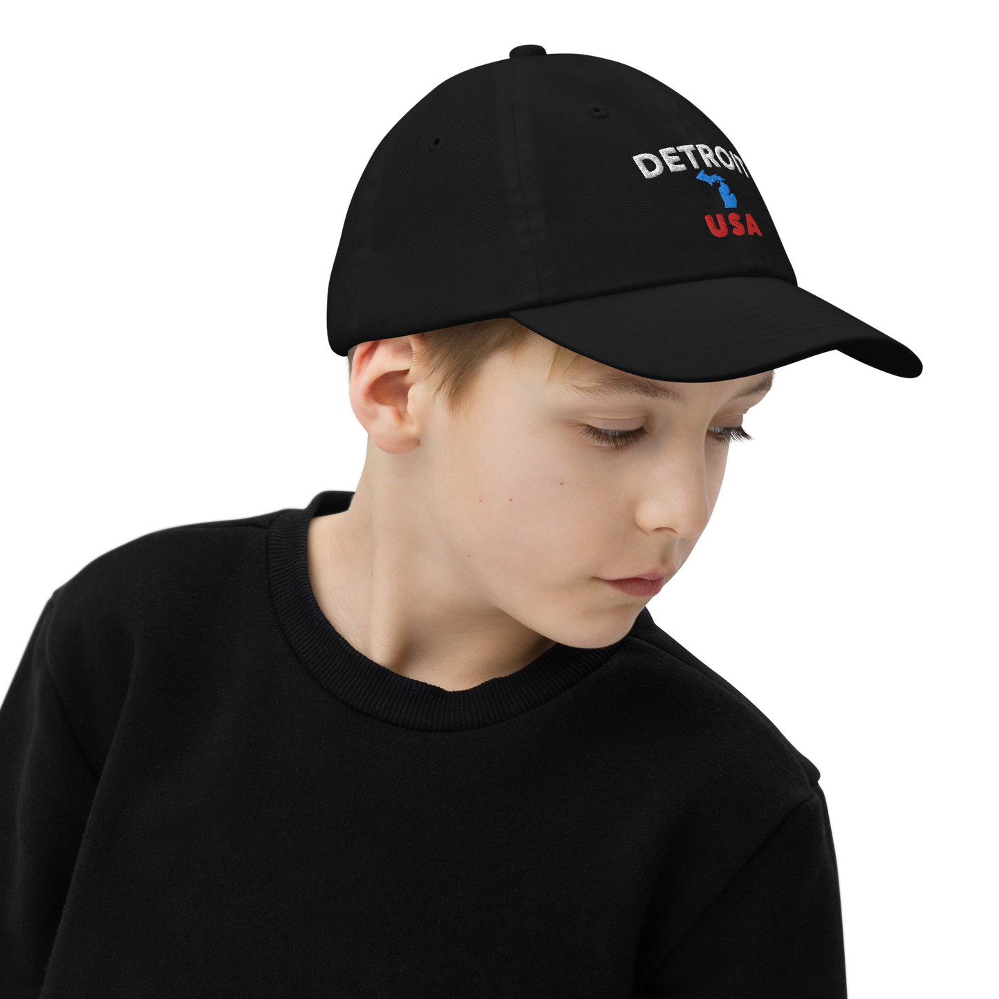 'Detroit USA' Youth Baseball Cap (w/ Michigan Outline)