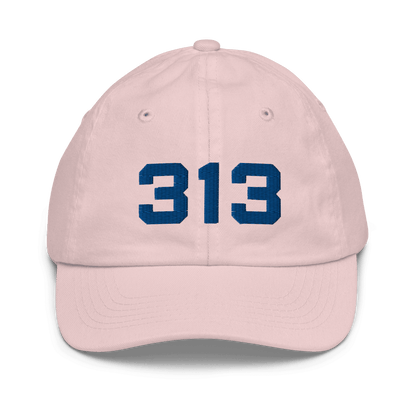 Detroit '313' Youth Baseball Cap | White/Black Embroidery - Circumspice Michigan