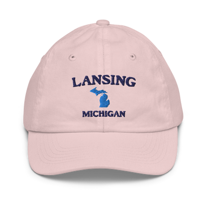 'Lansing Michigan' Youth Baseball Cap (w/ Michigan Outline)