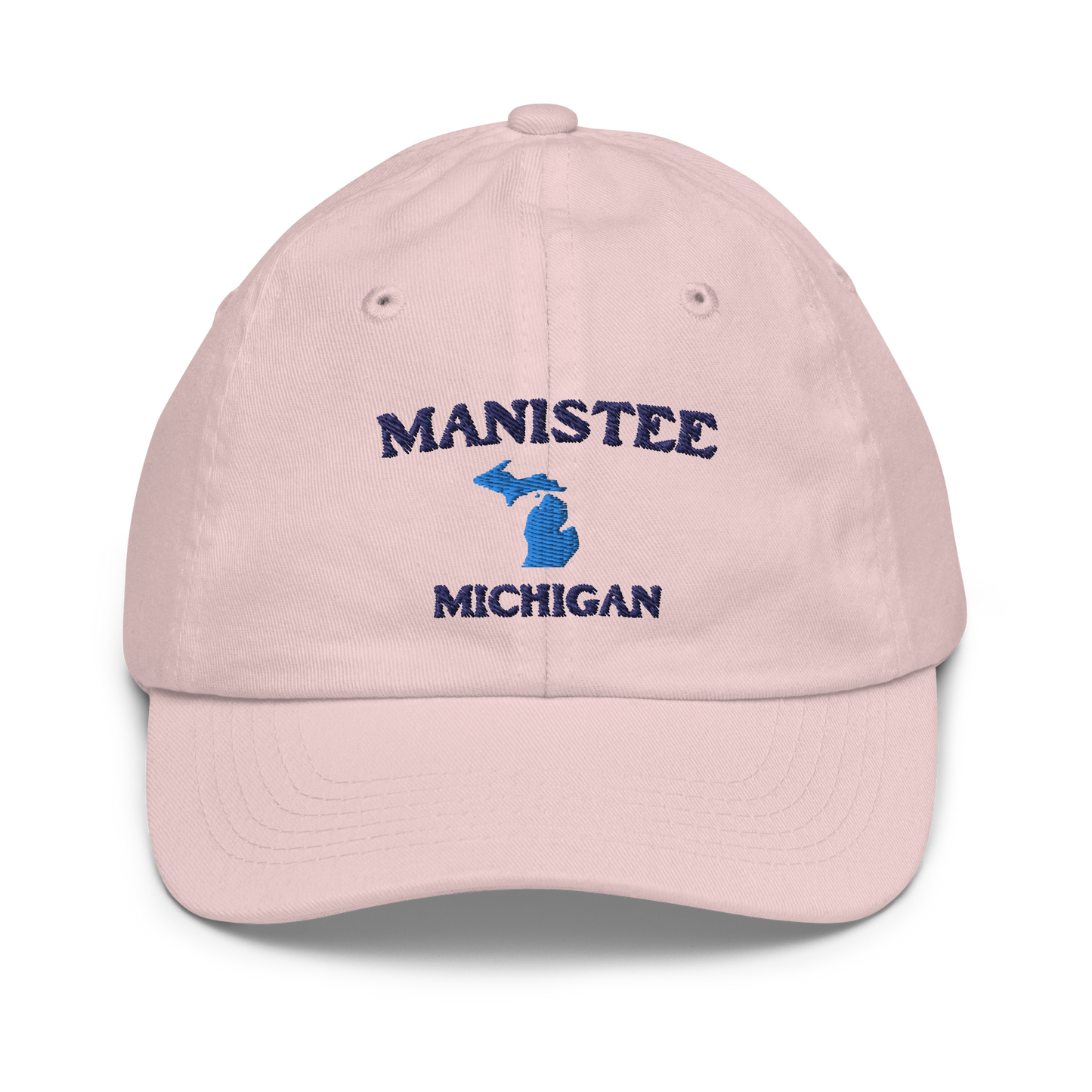 'Manistee Michigan' Youth Baseball Cap (w/ Michigan Outline)