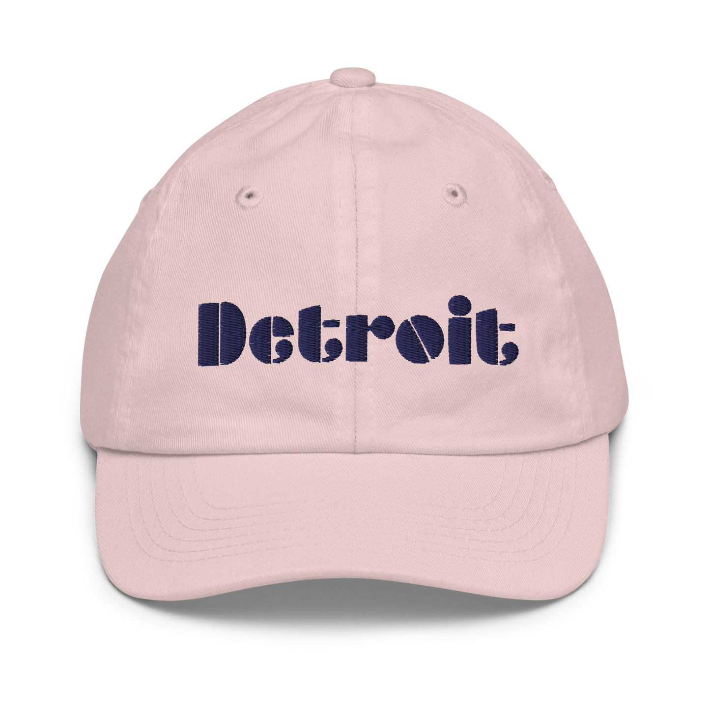 'Detroit' Youth Baseball Cap | White/Black Embroidery