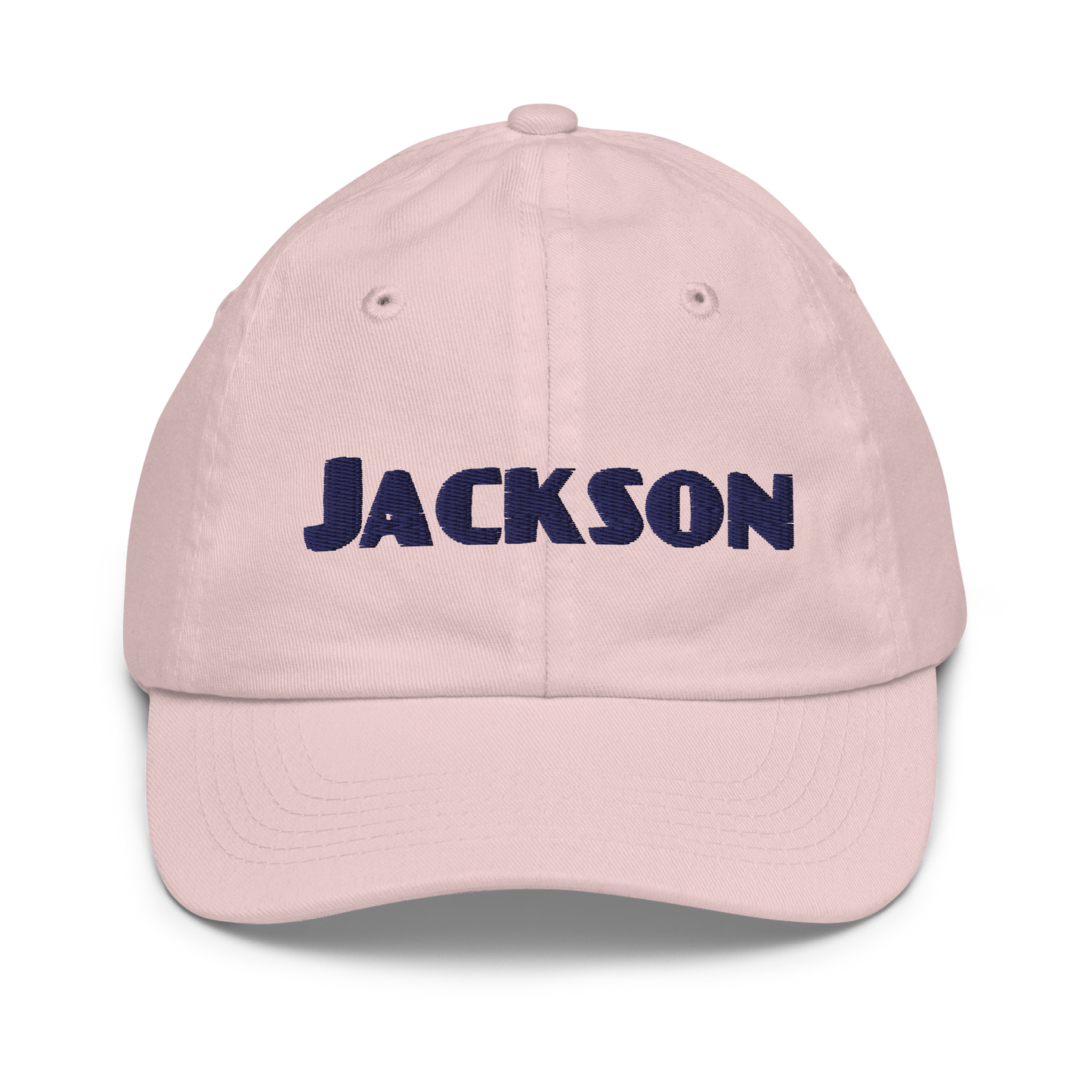 'Jackson' Youth Baseball Cap | White/Navy Embroidery