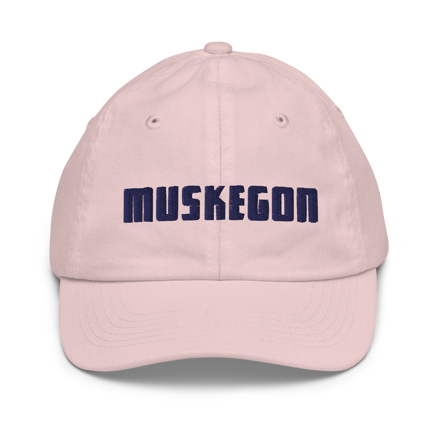 'Muskegon' Youth Baseball Cap | White/Navy Embroidery