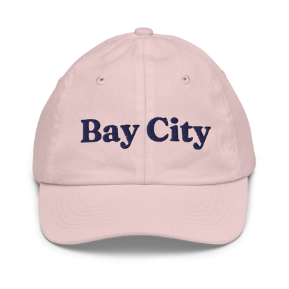 'Bay City' Youth Baseball Cap | White/Black Embroidery