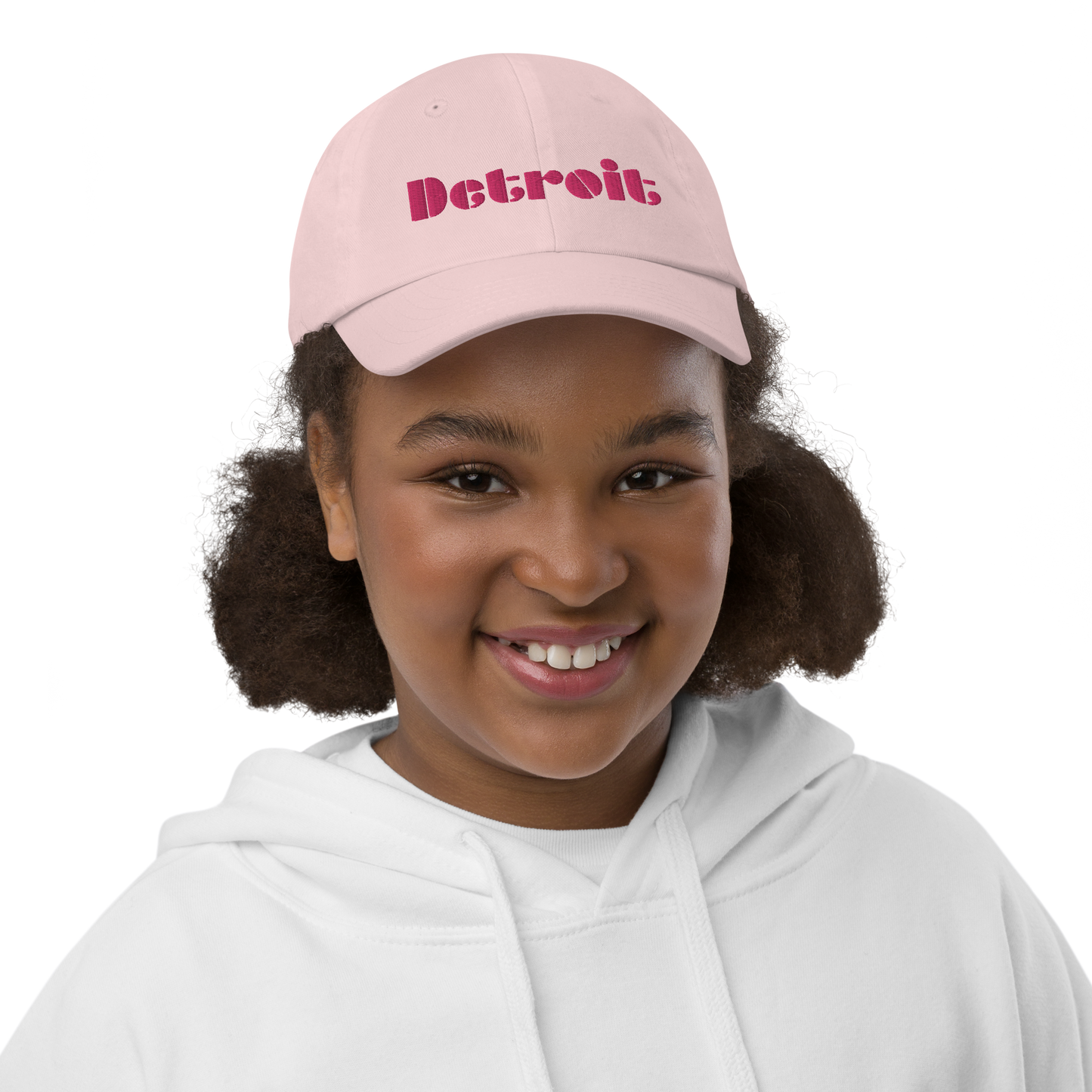 'Detroit' Youth Baseball Cap | Pink Embroidery