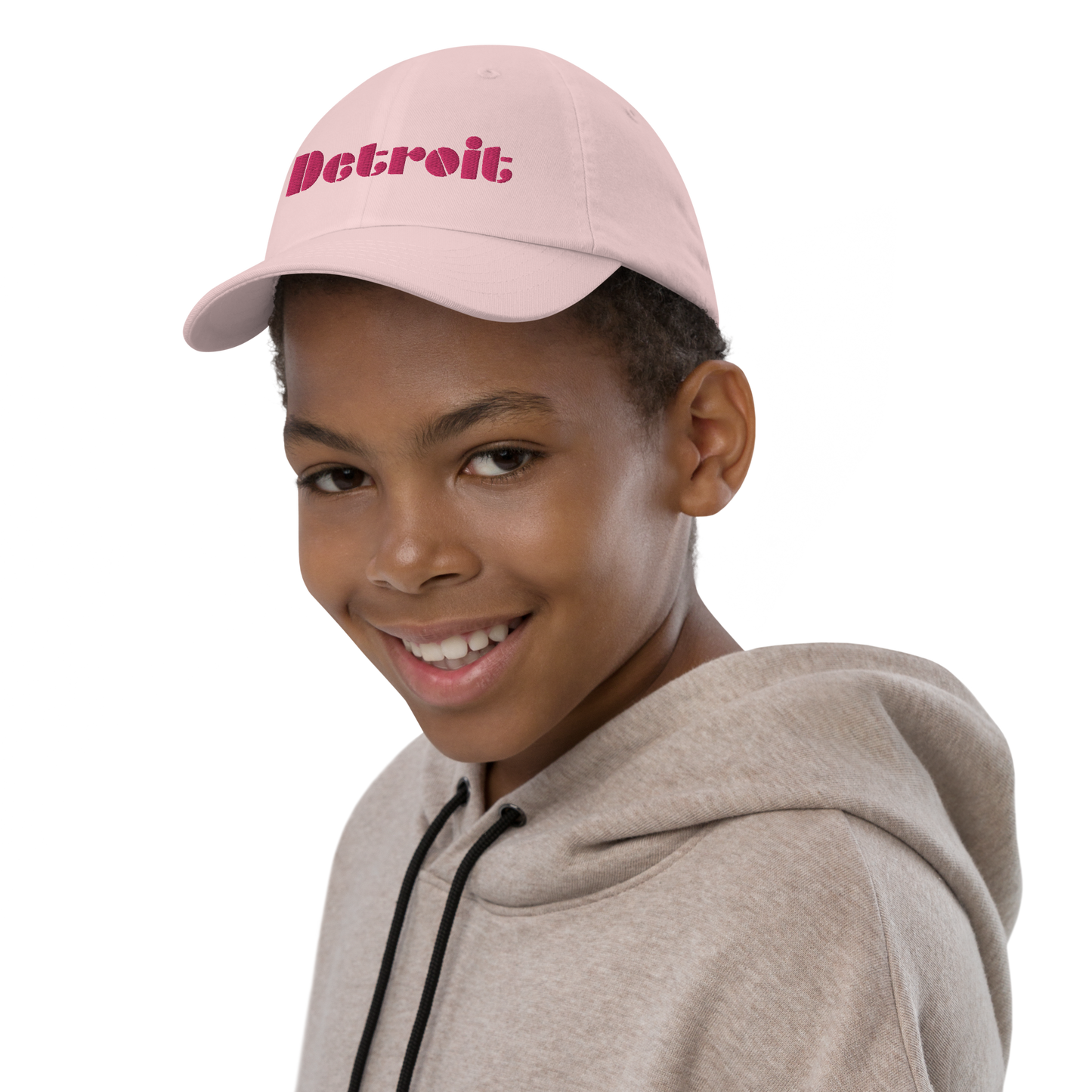 'Detroit' Youth Baseball Cap | Pink Embroidery