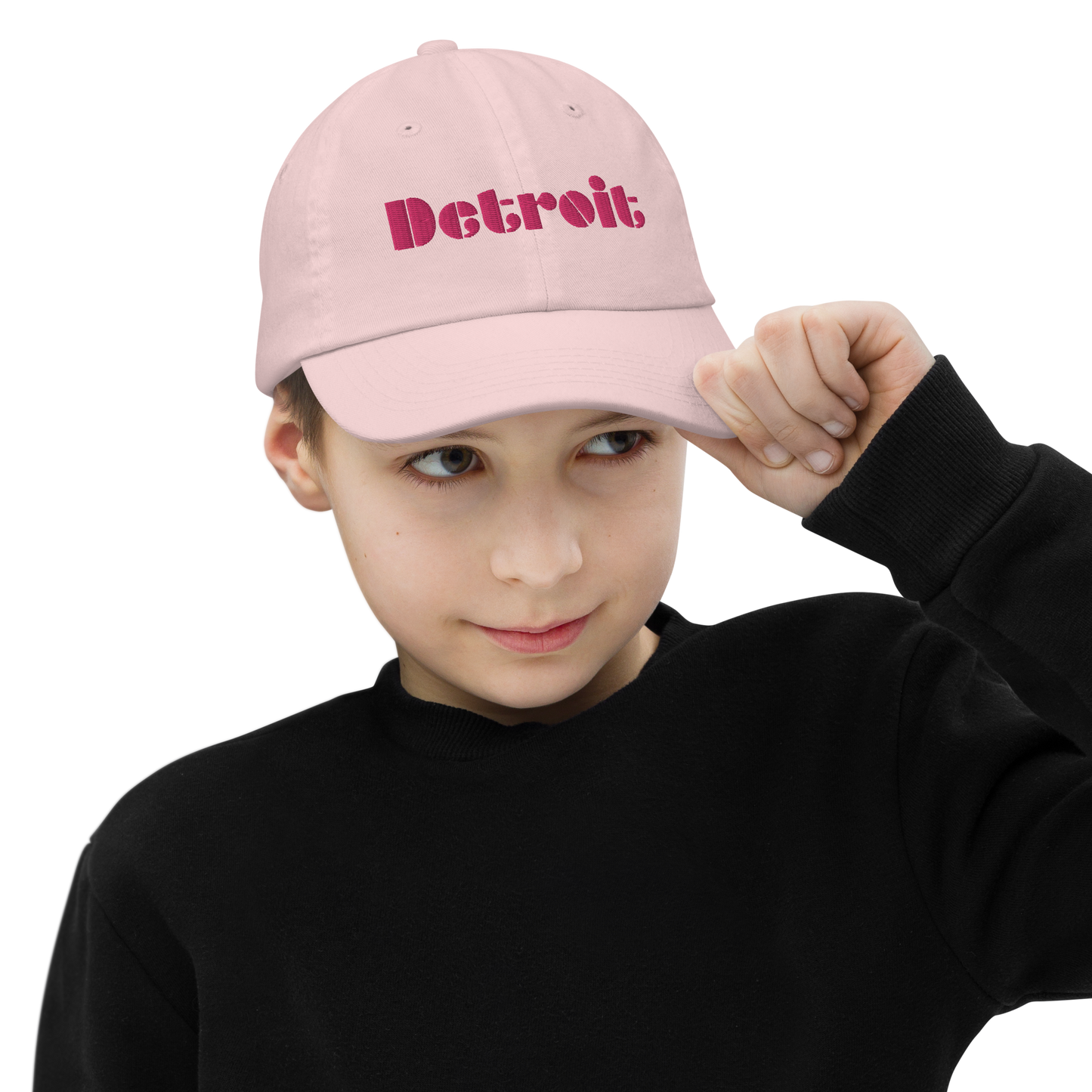 'Detroit' Youth Baseball Cap | Pink Embroidery