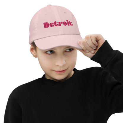 'Detroit' Youth Baseball Cap | Pink Embroidery