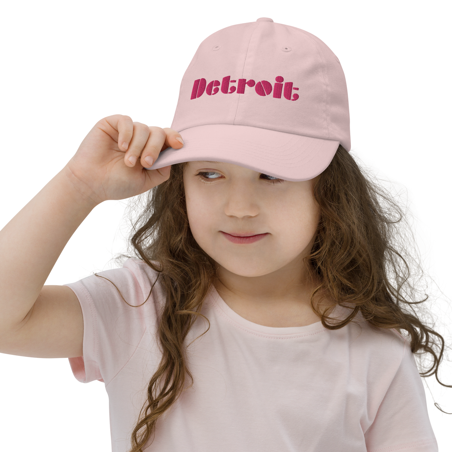 'Detroit' Youth Baseball Cap | Pink Embroidery