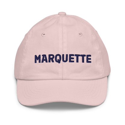 'Marquette' Youth Baseball Cap | White/Navy Embroidery