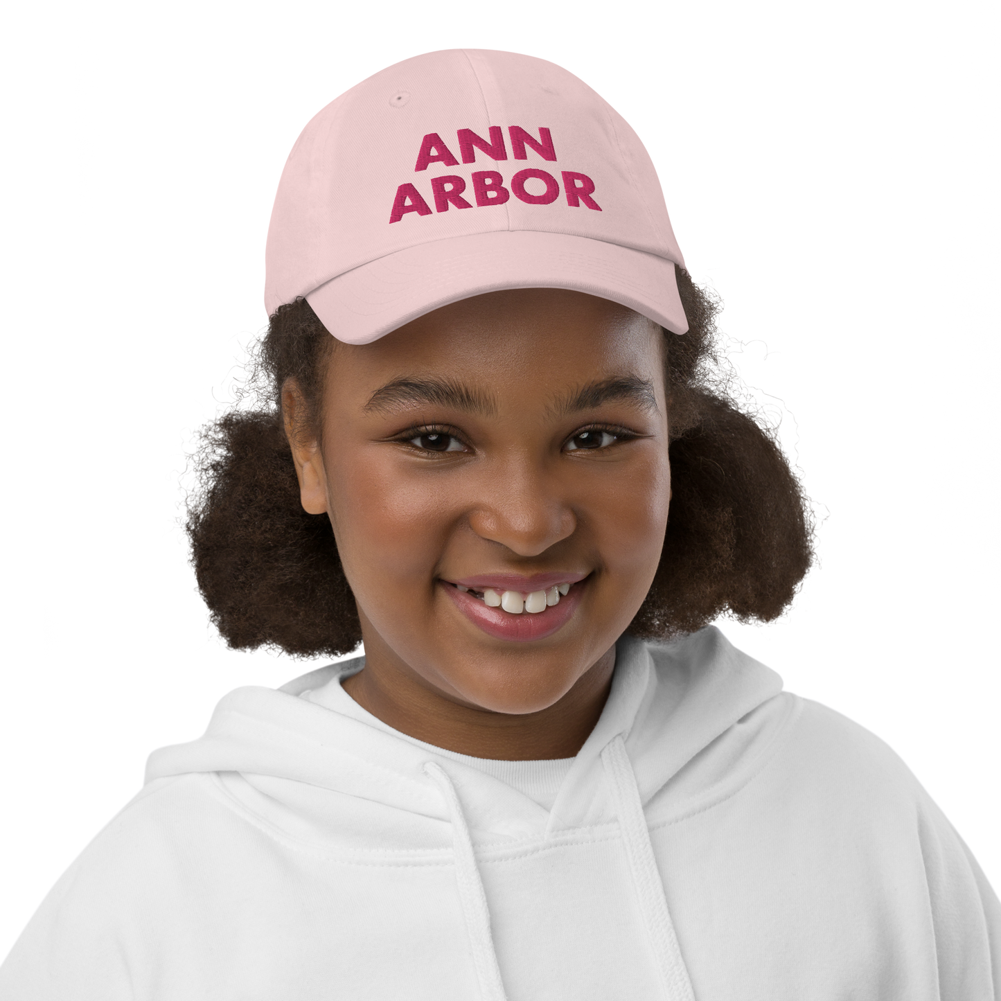 'Ann Arbor' Youth Baseball Cap | Pink Embroidery