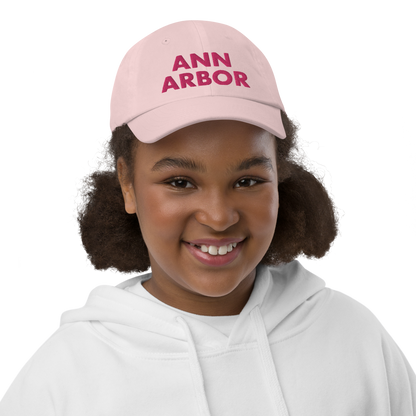 'Ann Arbor' Youth Baseball Cap | Pink Embroidery