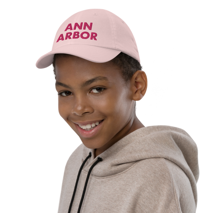 'Ann Arbor' Youth Baseball Cap | Pink Embroidery