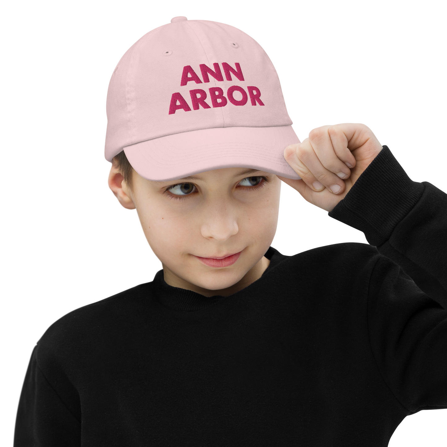 'Ann Arbor' Youth Baseball Cap | Pink Embroidery