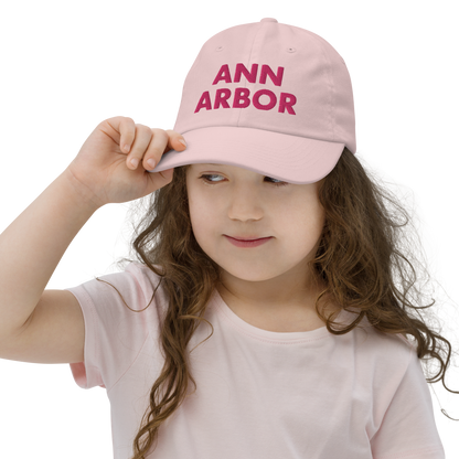 'Ann Arbor' Youth Baseball Cap | Pink Embroidery