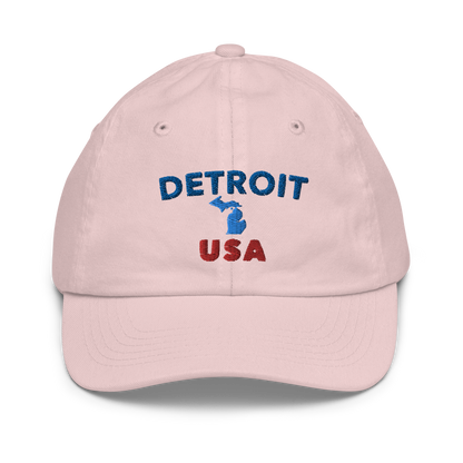 'Detroit USA' Youth Baseball Cap (w/ Michigan Outline)