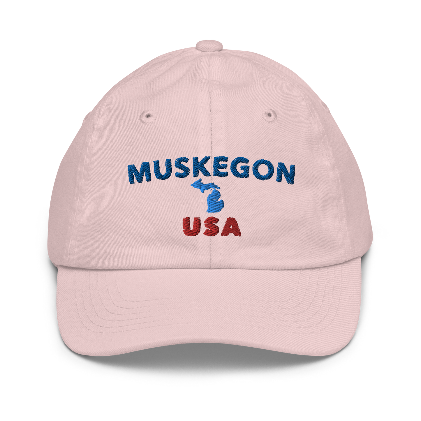 'Muskegon USA' Youth Baseball Cap (w/ Michigan Outline)