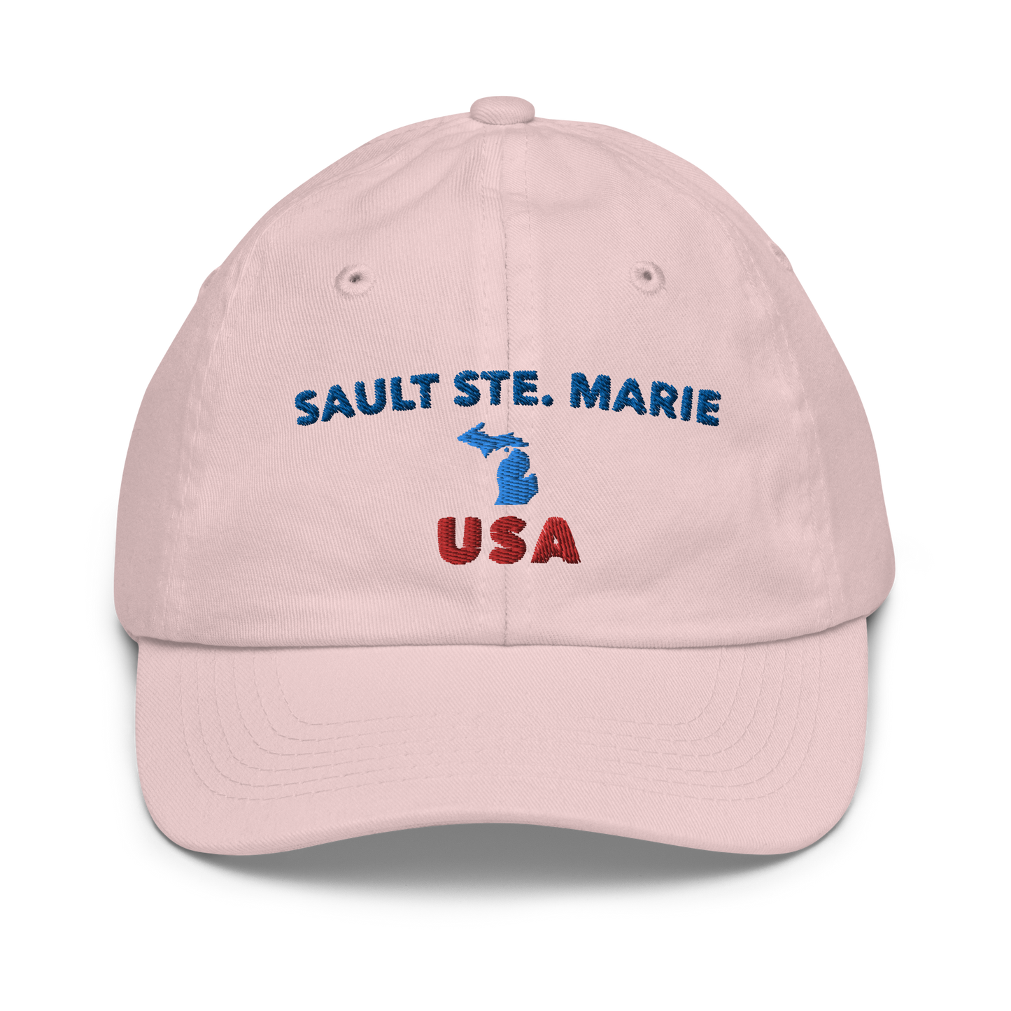 'Sault Ste. Marie USA' Youth Baseball Cap (w/ Michigan Outline)