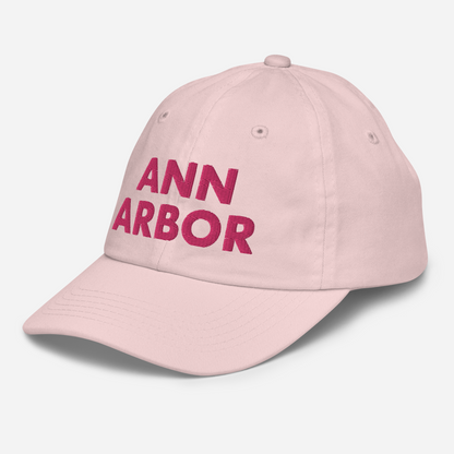 'Ann Arbor' Youth Baseball Cap | Pink Embroidery