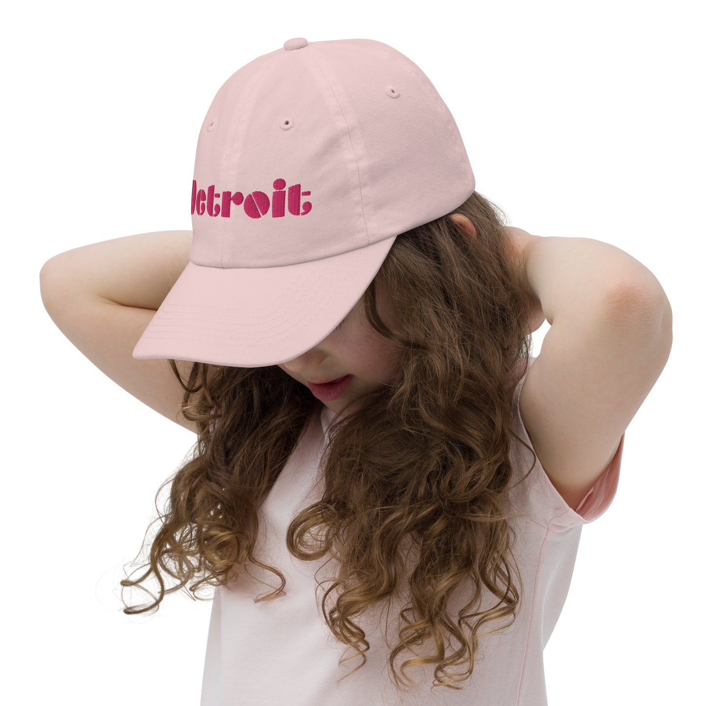 'Detroit' Youth Baseball Cap | Pink Embroidery