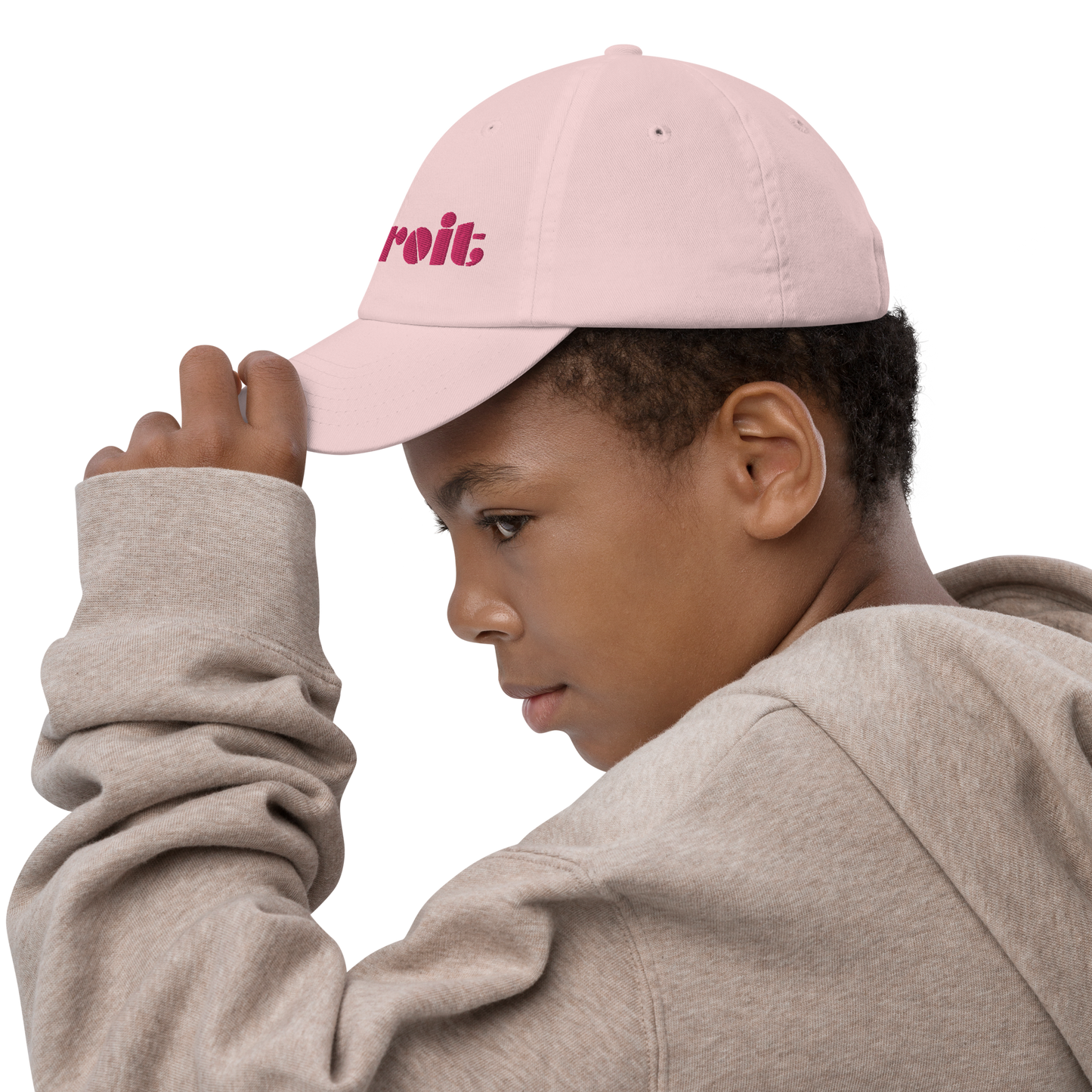 'Detroit' Youth Baseball Cap | Pink Embroidery