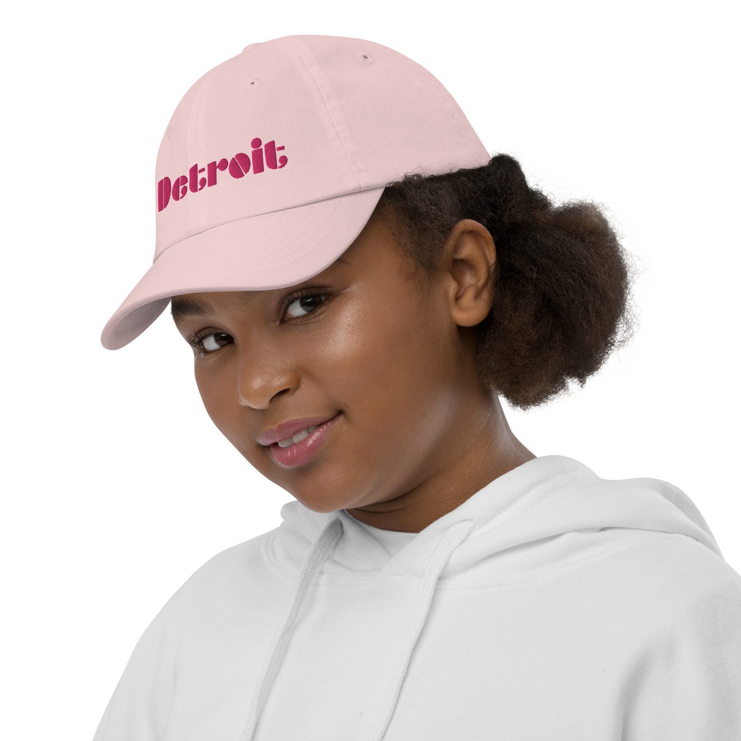 'Detroit' Youth Baseball Cap | Pink Embroidery