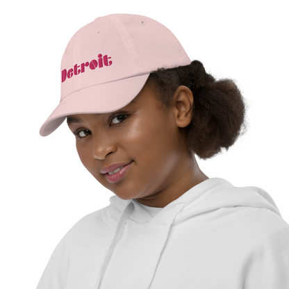 'Detroit' Youth Baseball Cap | Pink Embroidery