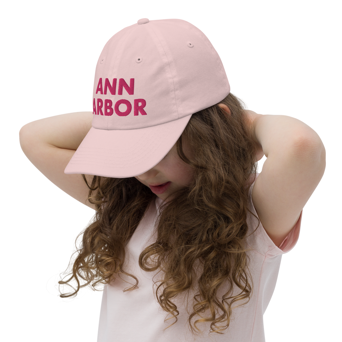 'Ann Arbor' Youth Baseball Cap | Pink Embroidery