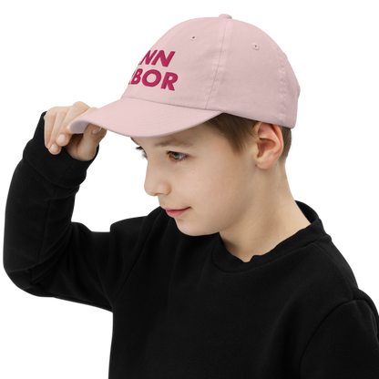 'Ann Arbor' Youth Baseball Cap | Pink Embroidery