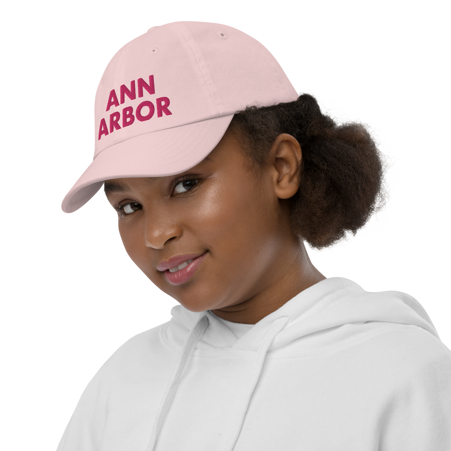 'Ann Arbor' Youth Baseball Cap | Pink Embroidery