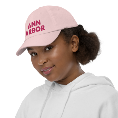 'Ann Arbor' Youth Baseball Cap | Pink Embroidery